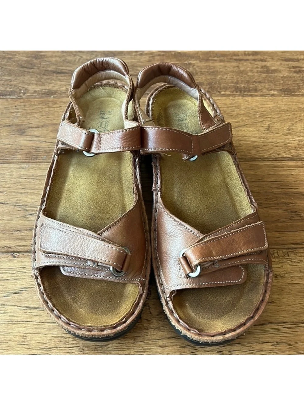 Naot Brown Leather Sandals Comfort Shoes Adjustable Straps Size 37 / US 6